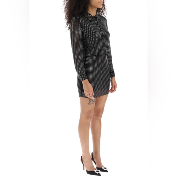 Self-Portrait Black Studded, Embellished Long Sleeve mini dress - size 6 - Picture 4 of 10